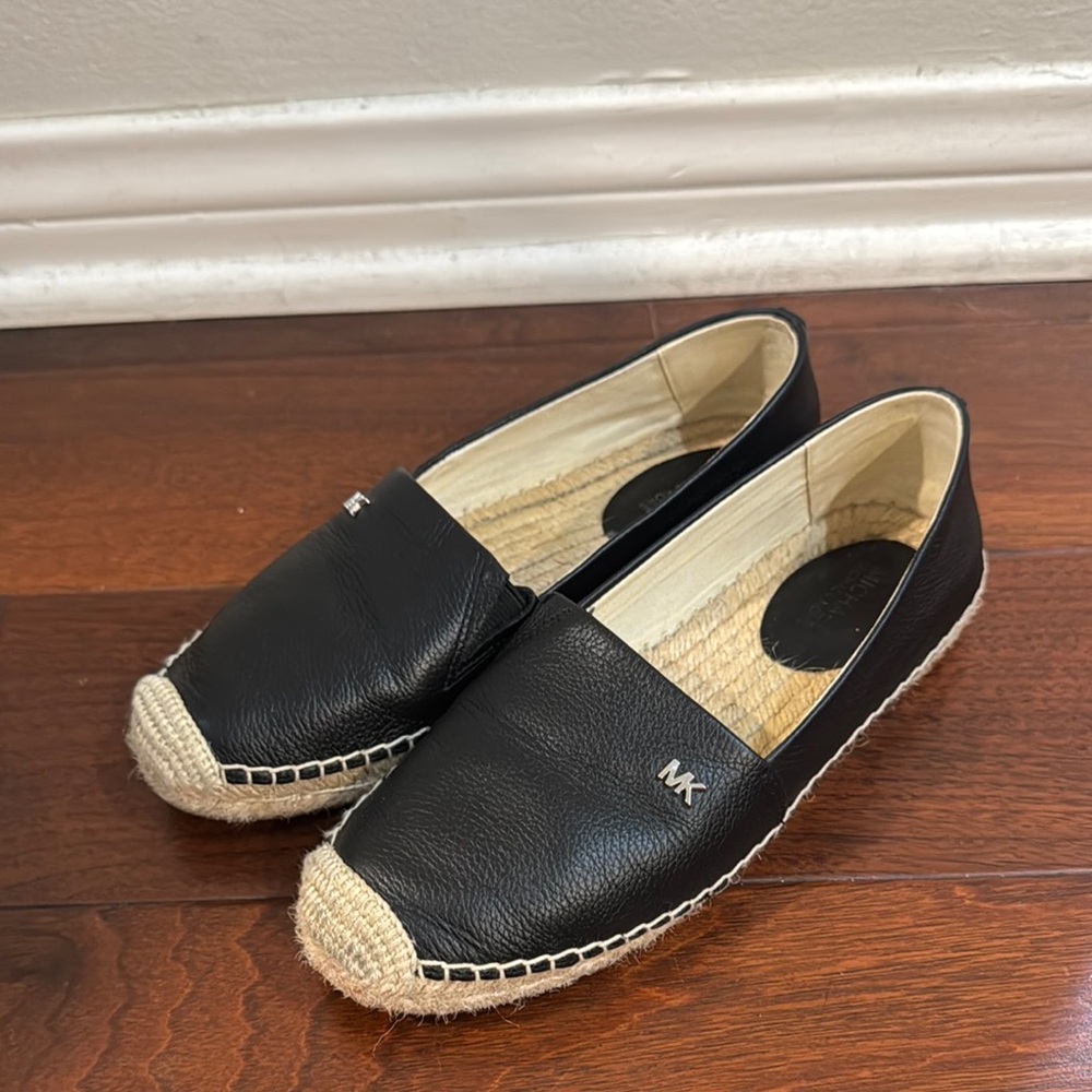 Michael Kors Black Leather Espadrilles